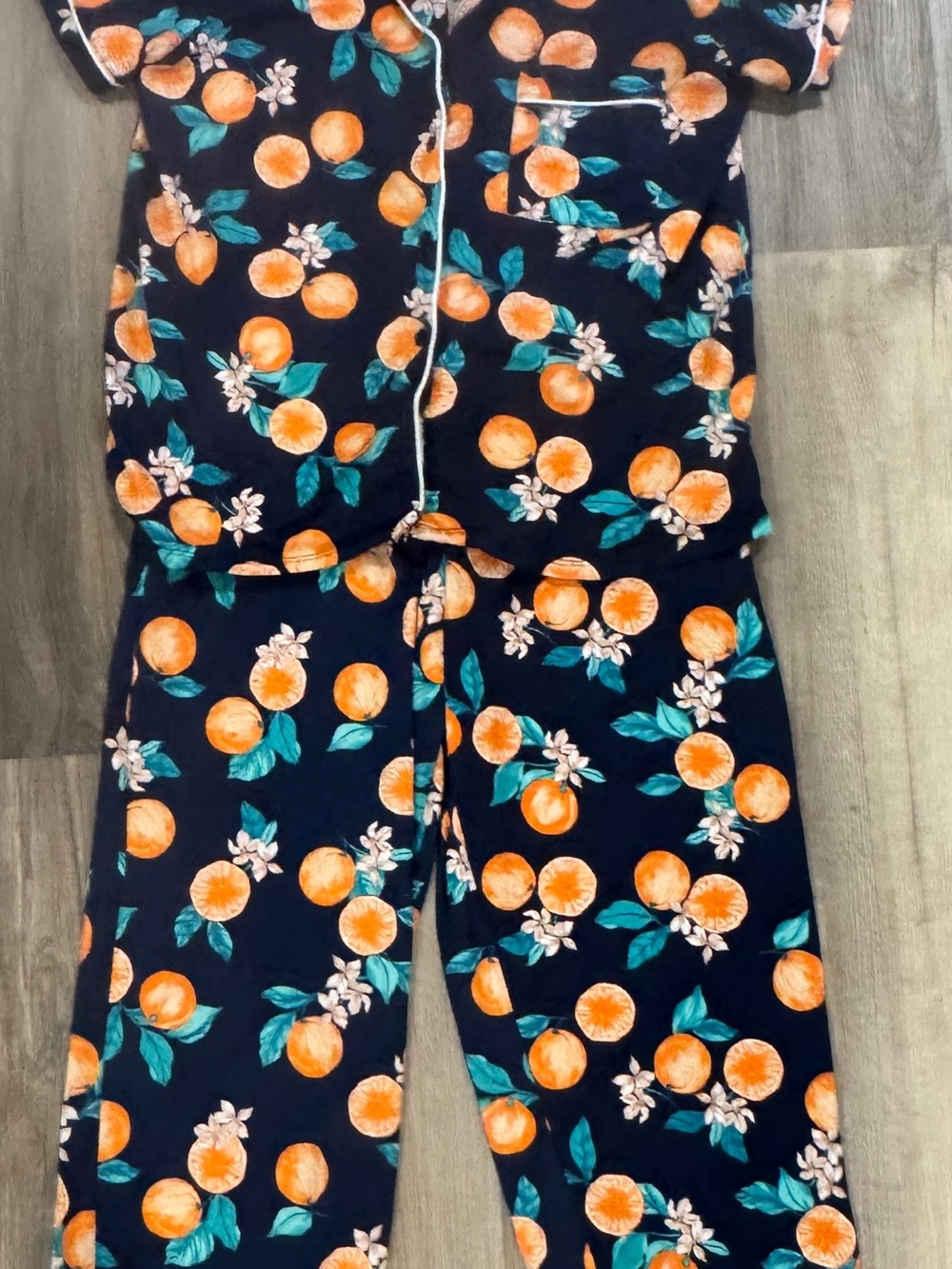 Women’s Navy Orange Citrus Pajama Set - Picture 12 of 12